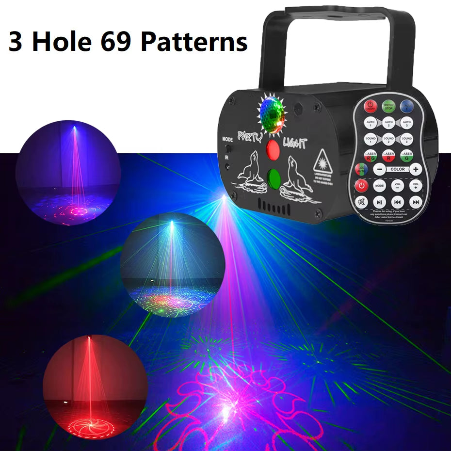 RGB Mini Led DJ Disco Laser Light Projector USB LED UV Sound Party Disco Light for Wedding Xmas Birthday Halloween Party Dj Home