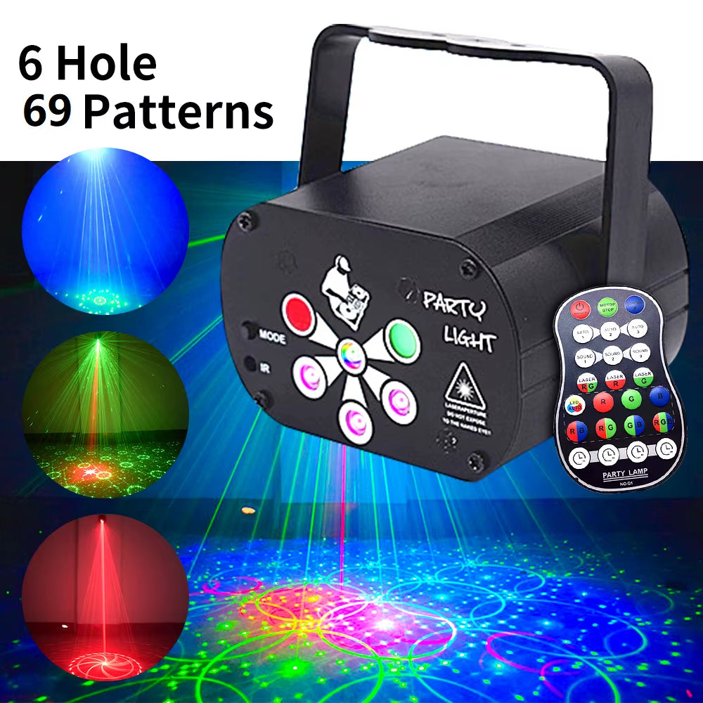 RGB Mini Led DJ Disco Laser Light Projector USB LED UV Sound Party Disco Light for Wedding Xmas Birthday Halloween Party Dj Home