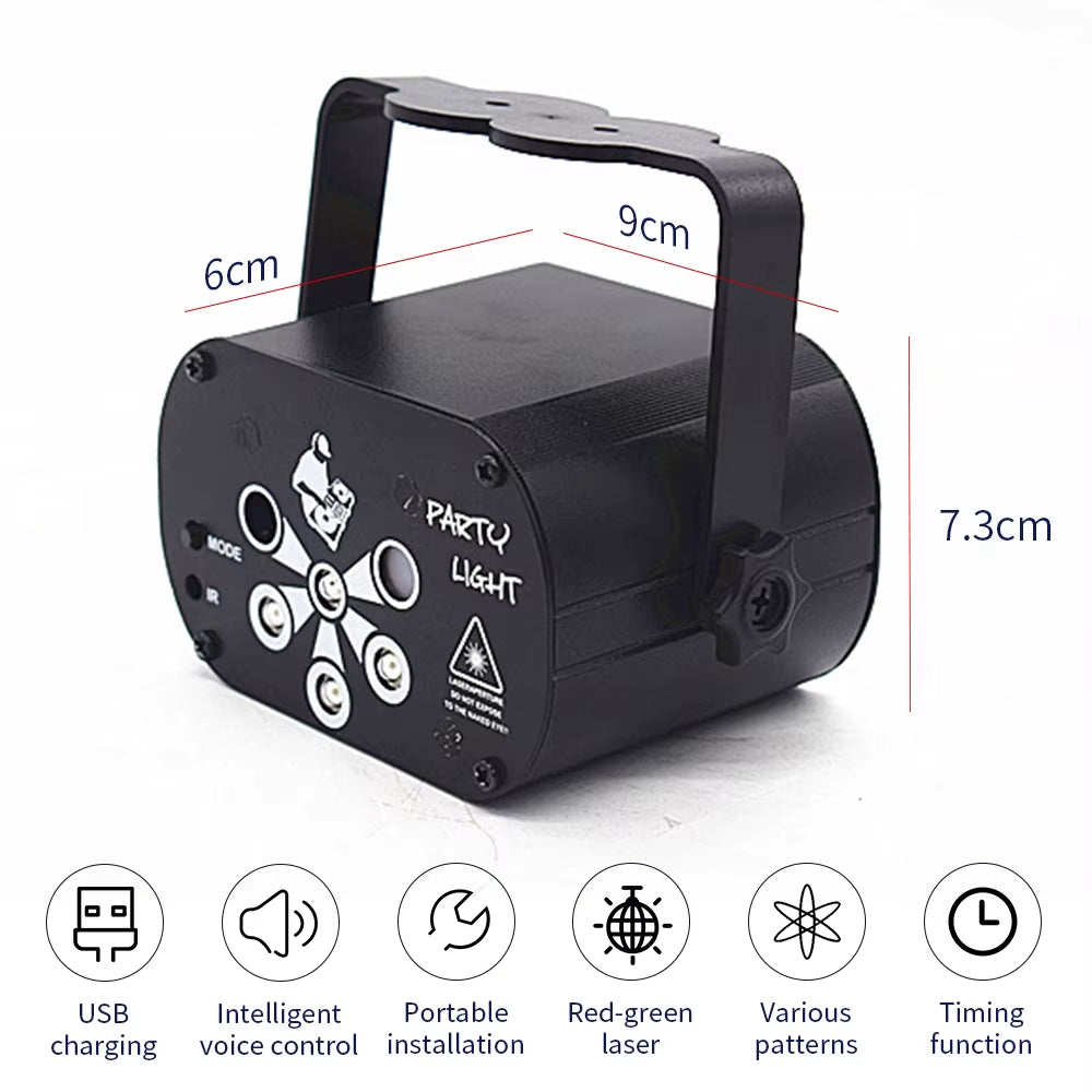 RGB Mini Led DJ Disco Laser Light Projector USB LED UV Sound Party Disco Light for Wedding Xmas Birthday Halloween Party Dj Home