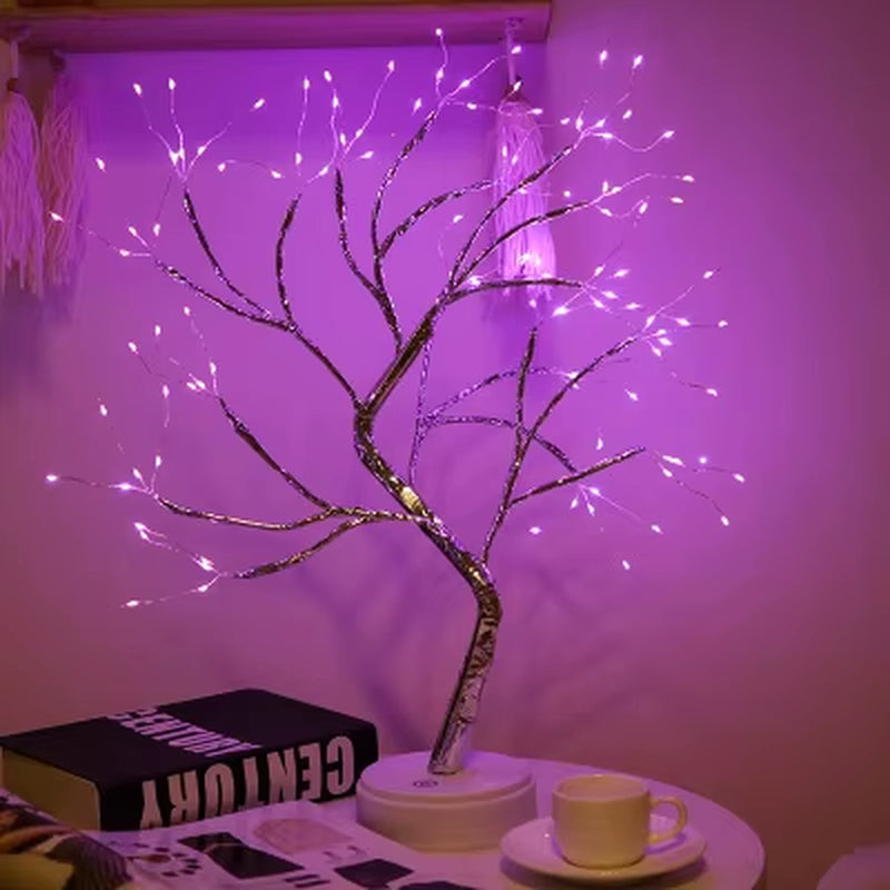 LED Night Light Mini Christmas Tree Copper Wire Garland Lamp for Kids Home Bedroom Decoration Decor Fairy Light Holiday Lighting